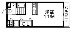 シャンテー御殿山2番館 ワンルームの間取図画像