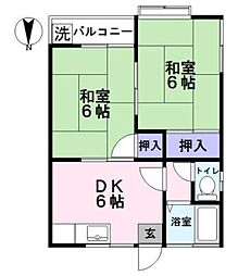 宇佐美荘 2DKの間取図画像