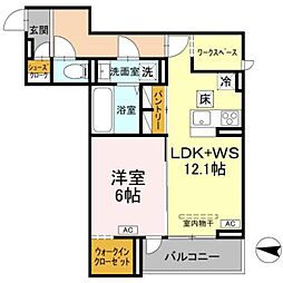 ソレイユ・イースト 1LDKの間取図画像