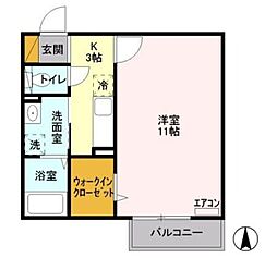 コトー・タカイチ 2階1Kの間取り