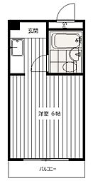 マンション若鮎 2階ワンルームの間取り