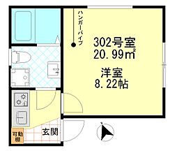 ノーブル四ツ木 3階1Kの間取り