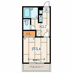 ピュアハイム 1Kの間取図画像