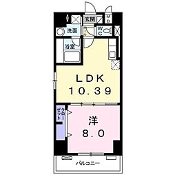 スカイブルーレジデンス横浜 1LDKの間取図画像
