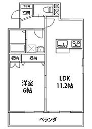 オーシャンテラス 1LDKの間取図画像