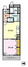 ラフィーネデュオ 1DKの間取図画像