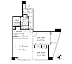 ParkCube平和台 2LDKの間取図画像