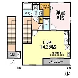 ウィスタリア・ガーデンA 1LDKの間取図画像