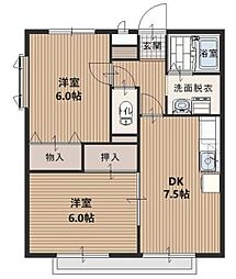 サンライフ新所沢 2DKの間取図画像