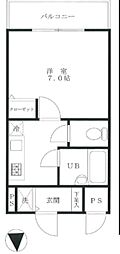 ヴァンヴェール 1Kの間取図画像