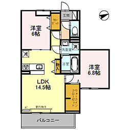 レジデンス今川 2LDKの間取図画像