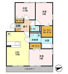 アクアコート 3LDKの間取図画像