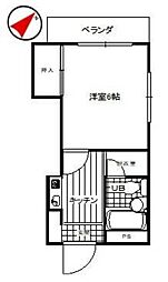 AS戸田 1Kの間取図画像