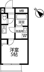 スカイウイング四つ木 3階1Kの間取り