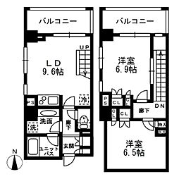 レジディア中落合-B 2LDKの間取図画像