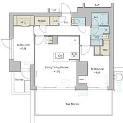 ブリリアイスト門前仲町 2LDKの間取図画像
