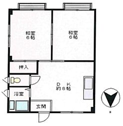 東和ハイデンス 2DKの間取図画像