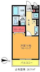 クラフト南砂町 2階1Kの間取り