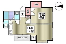 ハイマート小平 1LDKの間取図画像