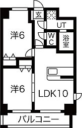 グランメールコート白銀 2LDKの間取図画像