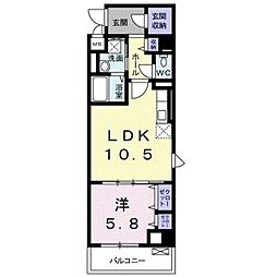 クレスト湘南 1LDKの間取図画像