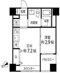 HighLeafUeno 1DKの間取図画像