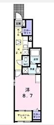 ココ・ビーナA 1Kの間取図画像