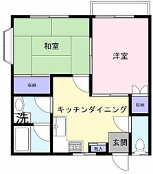 セレニテ霞ケ丘 2DKの間取図画像