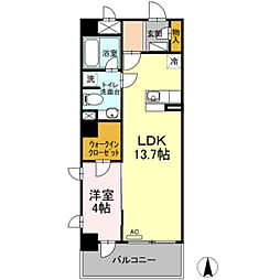 フィーノ武蔵小杉 1LDKの間取図画像