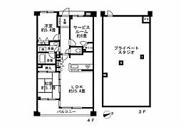 ランドシティ玉川学園ロイヤルテラス 2SLDKの間取図画像