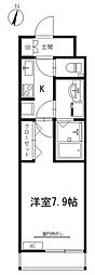 サンライズアベニュー3 1Kの間取図画像