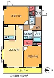 エスポワール篠崎 2LDKの間取図画像