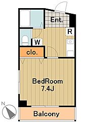 JR横浜線 橋本駅 徒歩5分の賃貸マンション 5階1Kの間取り