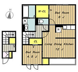 ミルトス向原 2階2LDKの間取り