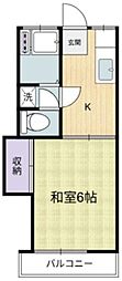 コーポ芳光 1Kの間取図画像