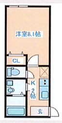 リッシェノール 1Kの間取図画像