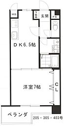ヴェルモント桜原 1DKの間取図画像