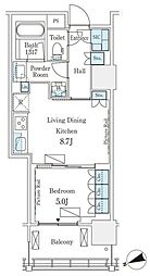 ロイヤルパークス品川 1LDKの間取図画像