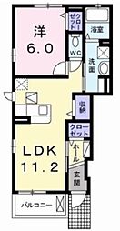 グランシャリオ2番館 1LDKの間取図画像
