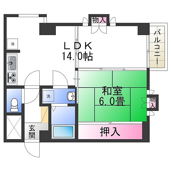 メロディハイム東帝塚山 ｜大阪府大阪市住吉区万代３丁目(賃貸マンション1LDK・8階・49.94㎡)の写真 その2