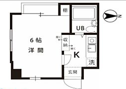 グランバリュー国立 1Kの間取図画像