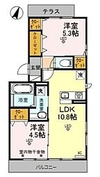 プーロ・テ・ヴェルデ 3階2LDKの間取り