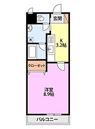 ウィスタリア 1Kの間取図画像