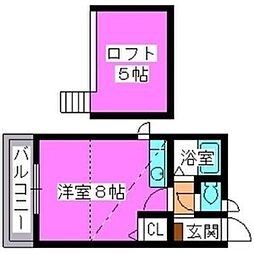 サザン小戸 ワンルームの間取図画像