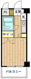 モナークマンション武蔵新城2 ワンルームの間取図画像