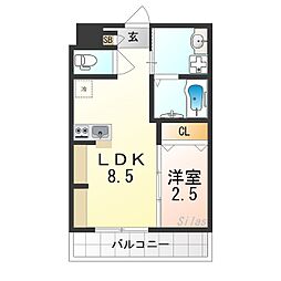 南海線 七道駅 徒歩3分の賃貸マンション 4階1LDKの間取り