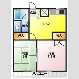 サン・ヒルズ柏 2DKの間取図画像
