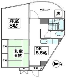 東都旭町コーポ 2DKの間取図画像