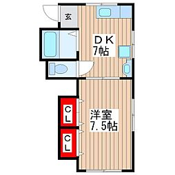 S.Yイースト 1DKの間取図画像