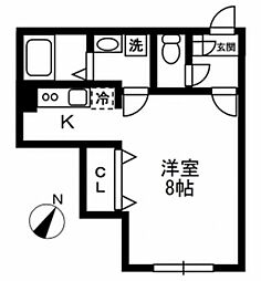 TheParkcross千歳烏山 1Kの間取図画像